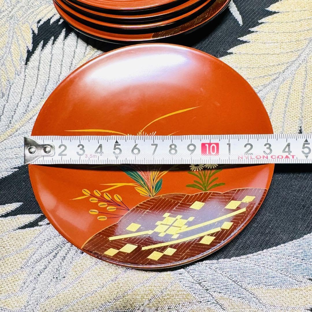 Amazon.co.jp: 木製 漆器 大内塗 本金 牧野謹製 山口県特産 皿 5枚 共
